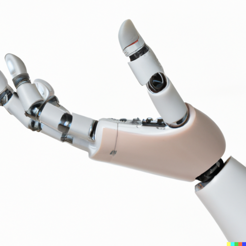 DALL·E 2023-02-09 17.32.48 - robot hand communicating with sign language